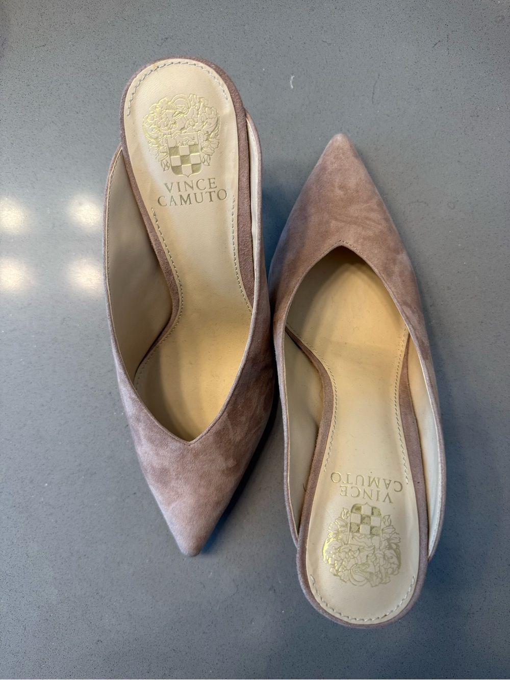 Vince Camuto Mauve Suede Pointed-Toe Mules
